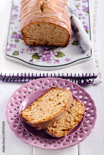 Honey bread with icing glaze,