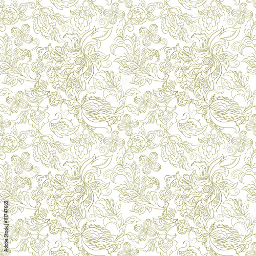 ethnic floral ornament. folkloric vector seamless pattern