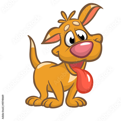 Cute puppy cartoon vector illustration. Yellow dog. Isolated on white background. For web design and apps