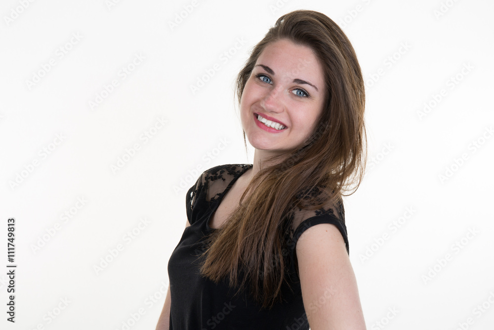 Pretty excited woman happy smile, young attractive girl portrait Pretty excited woman happy smile, young attractive girl portrait