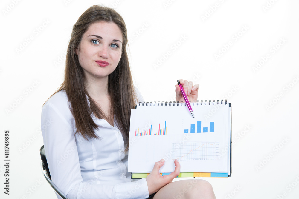 Businesswoman hold clipboard paper report document Businesswoman hold clipboard paper report document