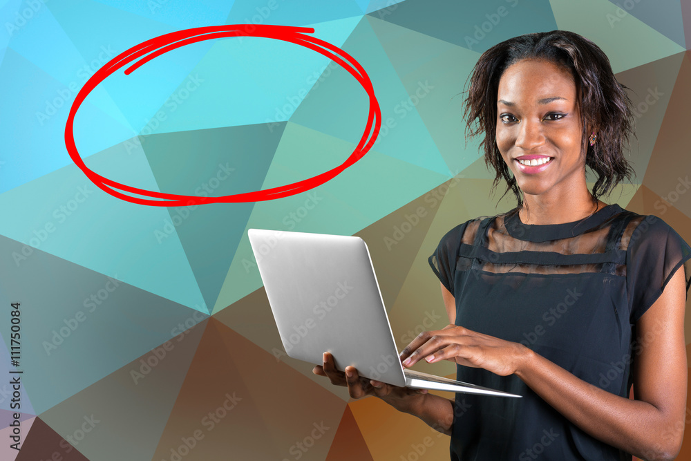 Portrait of confident young african woman using laptop Portrait of confident young african woman using laptop