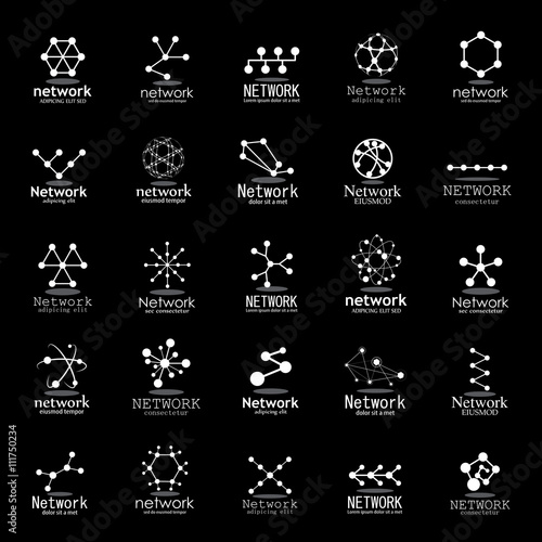 Network Icons Set - Isolated On Black Background - Vector Illustration, Graphic Design