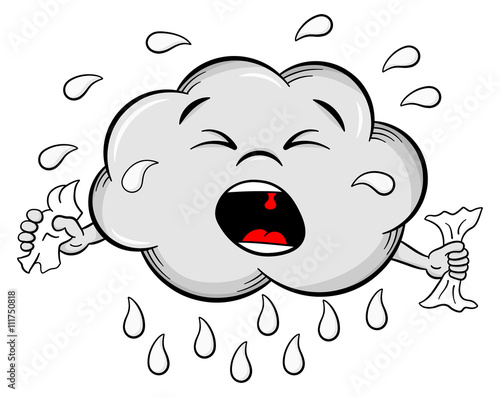 weinende Cartoon Regenwolke