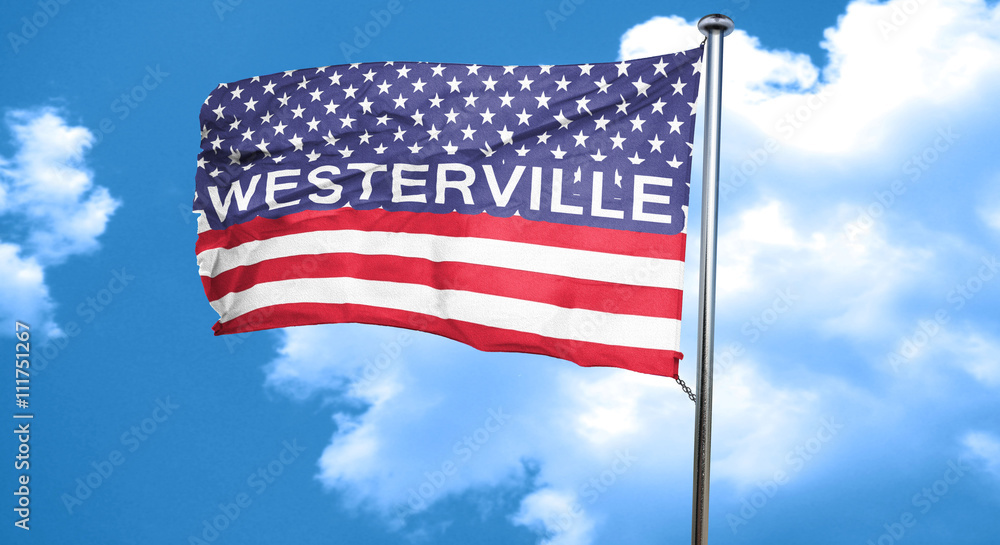 Obraz premium westerville, 3D rendering, city flag with stars and stripes