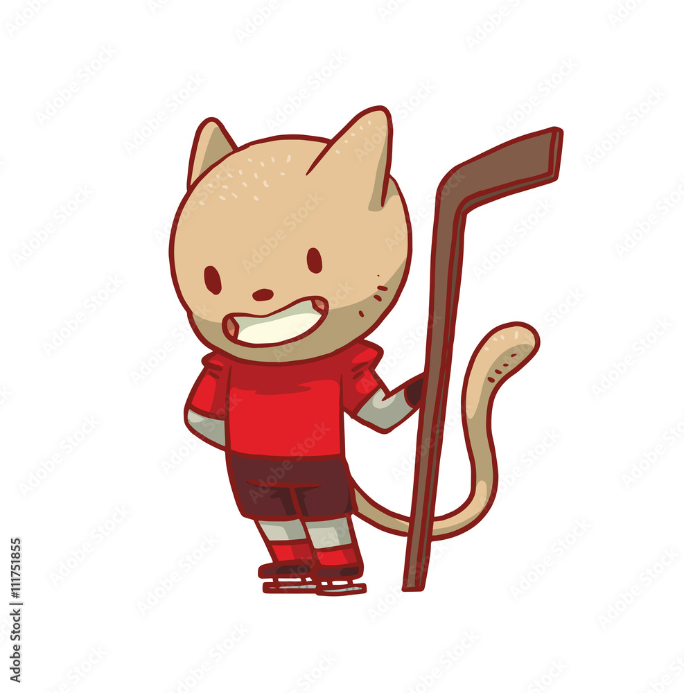 Cat Playing Hockey  Kids T-Shirt for Sale by Cats Smiles