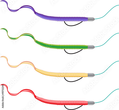 Texas Rig soft plastic fishing lure colored worms