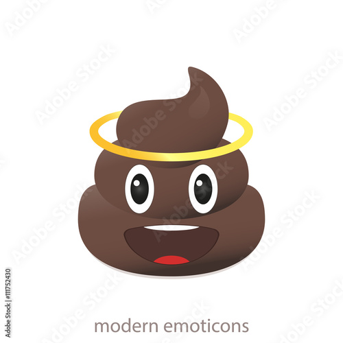 Holy shit emoticon .Smile  poo icon. Shit emoji. Poop emoji face isolated. 