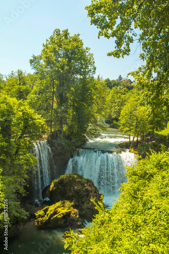 Fototapeta Naklejka Na Ścianę i Meble -       Waterfall on Korana river canyon and beautiful village of Rastoke near Slunj in Croatia 