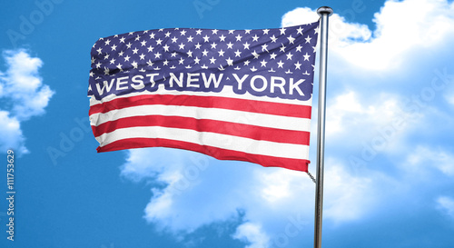 west new york, 3D rendering, city flag with stars and stripes