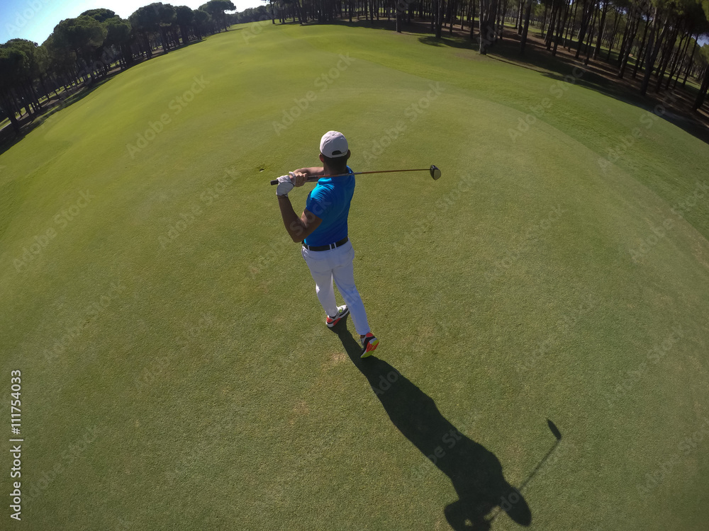 top view of golf player hitting shot top view of golf player hitting shot