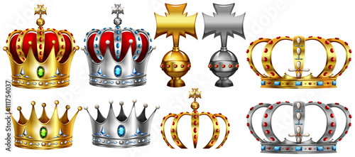 Different design of gold and silver crown