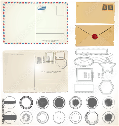 Set of post stamp symbols vector illustration