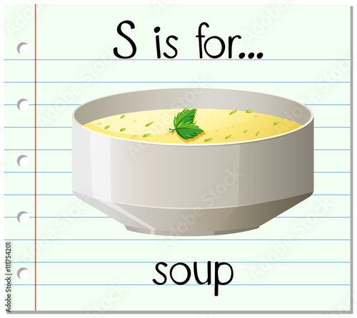 Flashcard letter S is for soup
