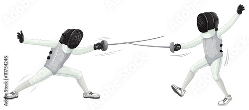 Two people doing fencing