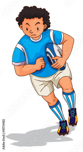Rugby player holding rugby ball