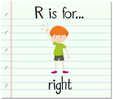 Flashcard letter R is for right