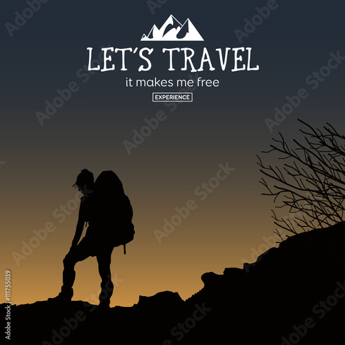 Web vector illustration on the theme of Climbing, Trekking, Hiking, Walking. Downshifting.