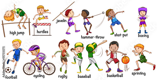 Men and women doing different sports