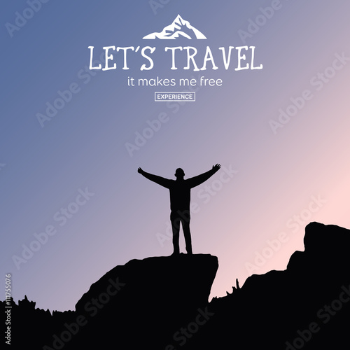 Web vector illustration on the theme of Climbing, Trekking, Hiking, Walking. Downshifting.