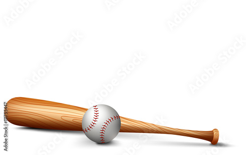 Wooden bat and baseball