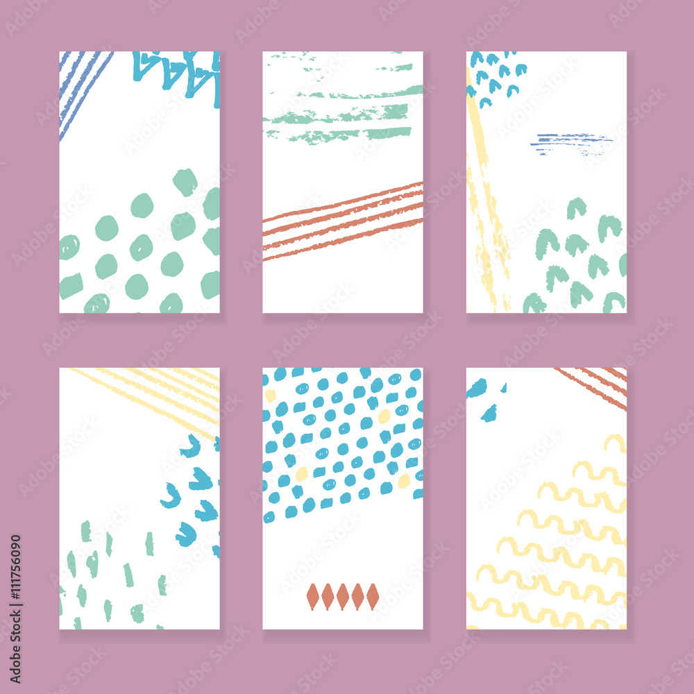 Hand drawn sketch background set. Modern postcard background for greeting and invitation card.