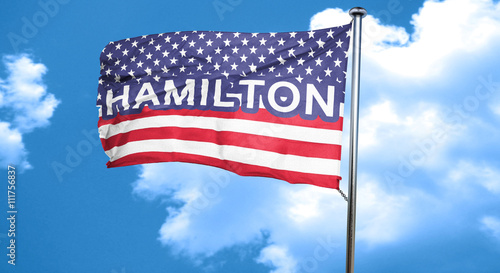 hamilton  3D rendering  city flag with stars and stripes