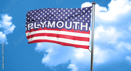 plymouth  3D rendering  city flag with stars and stripes