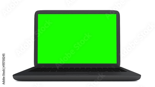 Wallpaper Mural Opening, turning on and closing laptop with chroma key LCD screen (green screen) - 3D rendering Torontodigital.ca
