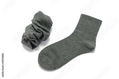 gray socks on white background