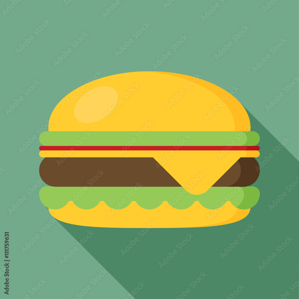 hamburger icon with long shadow. flat style vector illustration