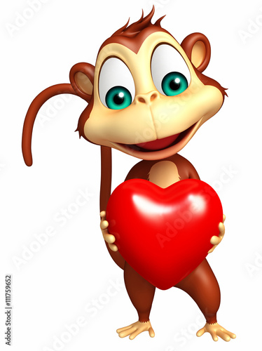 Monkey cartoon character with heart photo