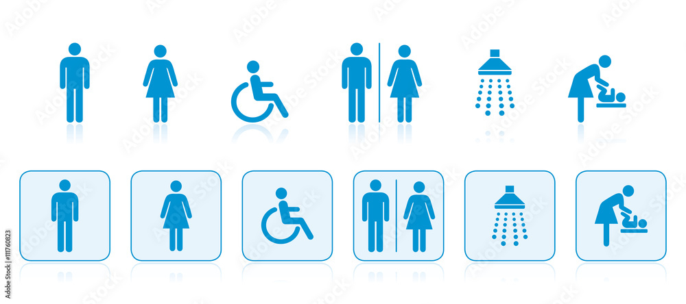 Sanitär-Icons, Symbole, Piktogramme, Rollstuhlfahrer Sanitär-Icons, Symbole, Piktogramme, Rollstuhlfahrer