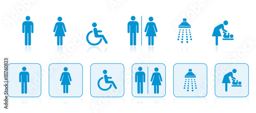 Sanitär-Icons, Symbole, Piktogramme, Rollstuhlfahrer photo