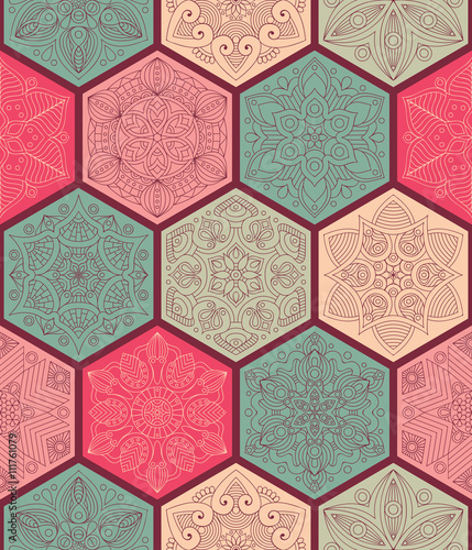 Ethnic floral seamless pattern