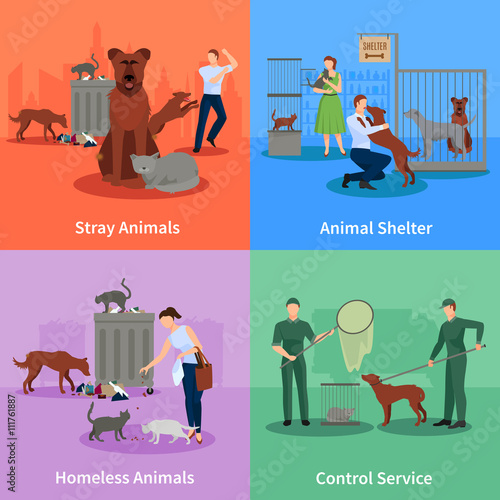 Stray Animals Icons Set