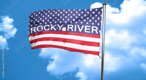 rocky river  3D rendering  city flag with stars and stripes