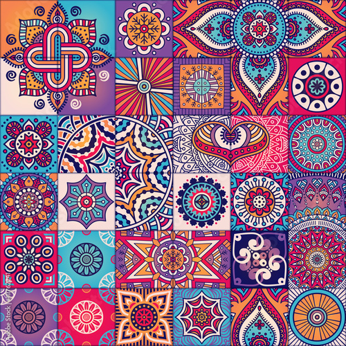Ethnic floral seamless pattern