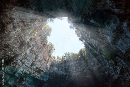 Melissani lake on Kefalonia island, Greek famous tourist place