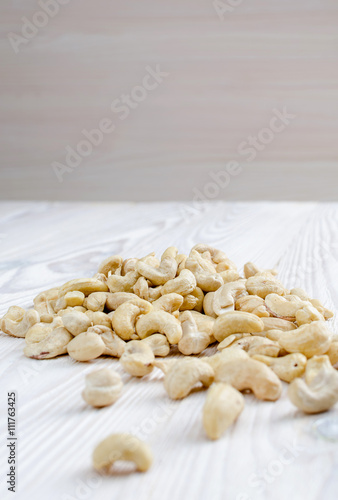 Cashew nuts scattered