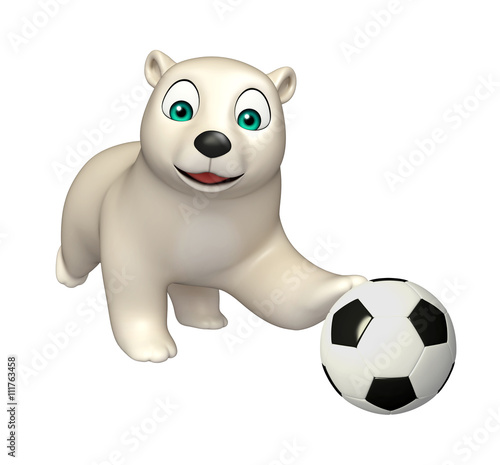  Polar bear cartoon character with football