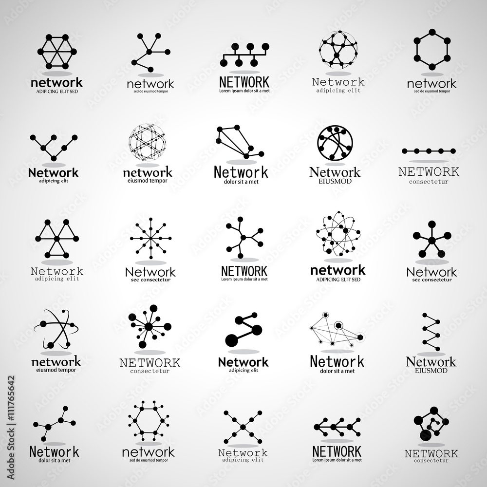 Fototapeta premium Network Icons Set - Isolated On Gray Background - Vector Illustration, Graphic Design. For Web, Websites,Apps, Print, Presentation Templates, Mobile Applications And Promotional Materials