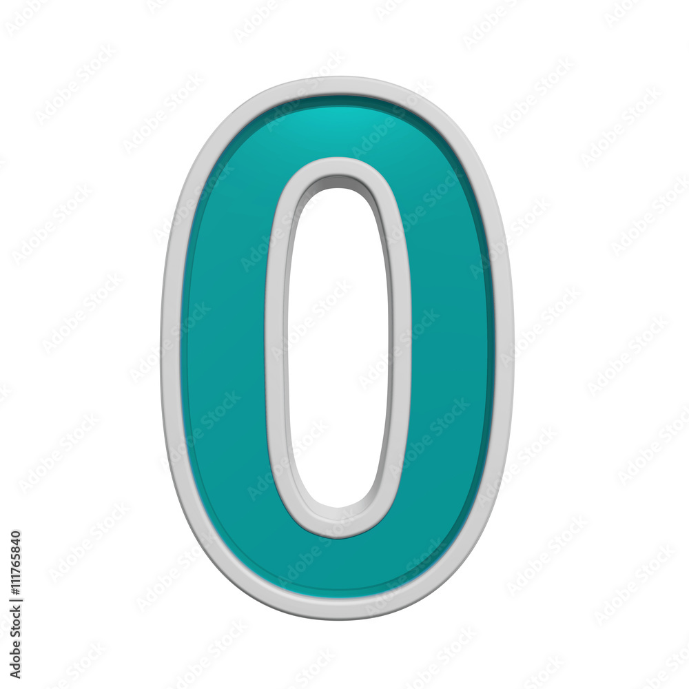 One digit from turquoise glass with white frame alphabet set. 3D illustration. One digit from turquoise glass with white frame alphabet set. 3D illustration.