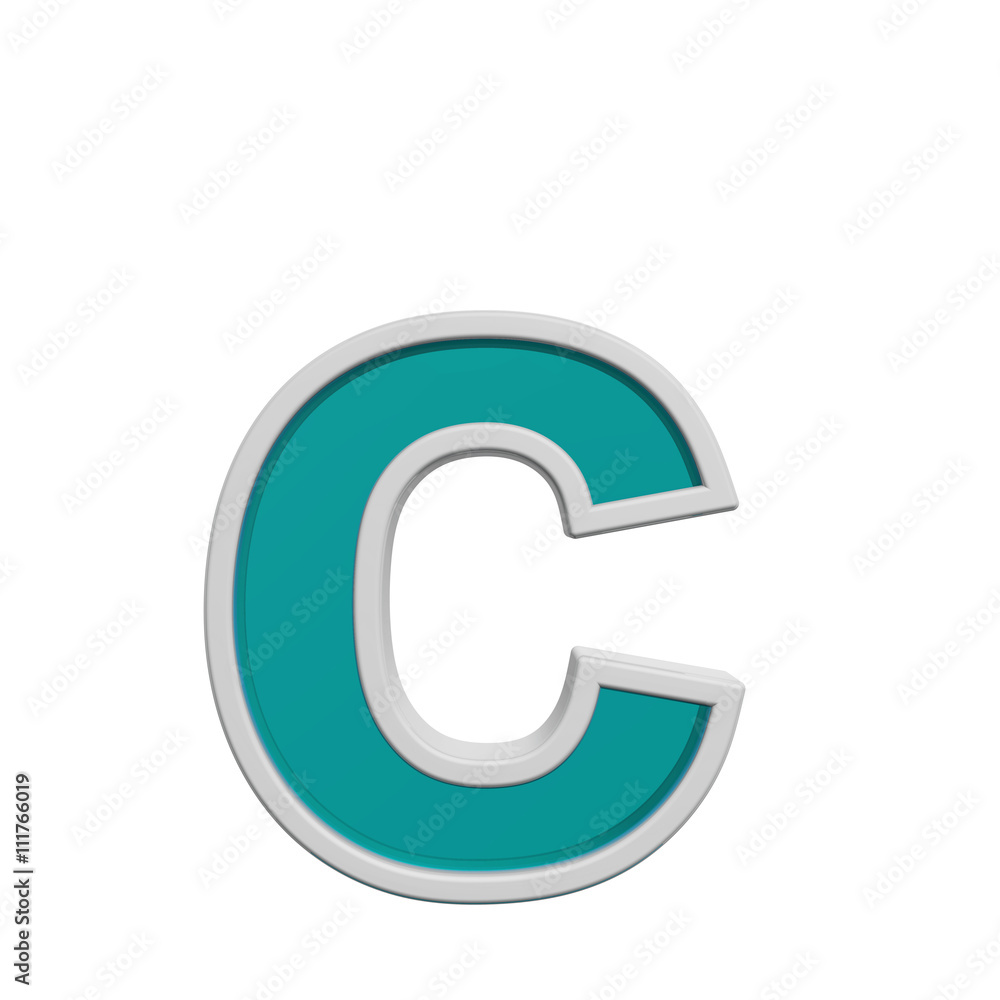 One digit from turquoise glass with white frame alphabet set. 3D illustration. One digit from turquoise glass with white frame alphabet set. 3D illustration.