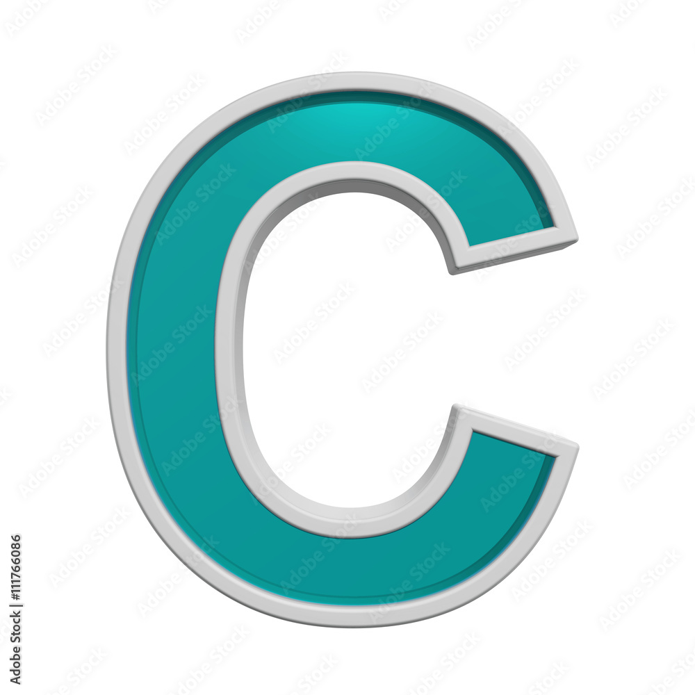 One letter from turquoise glass with white frame alphabet set. 3D illustration. One letter from turquoise glass with white frame alphabet set. 3D illustration.