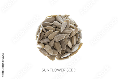 Fotografie Peeled sunflower seeds in shape circle