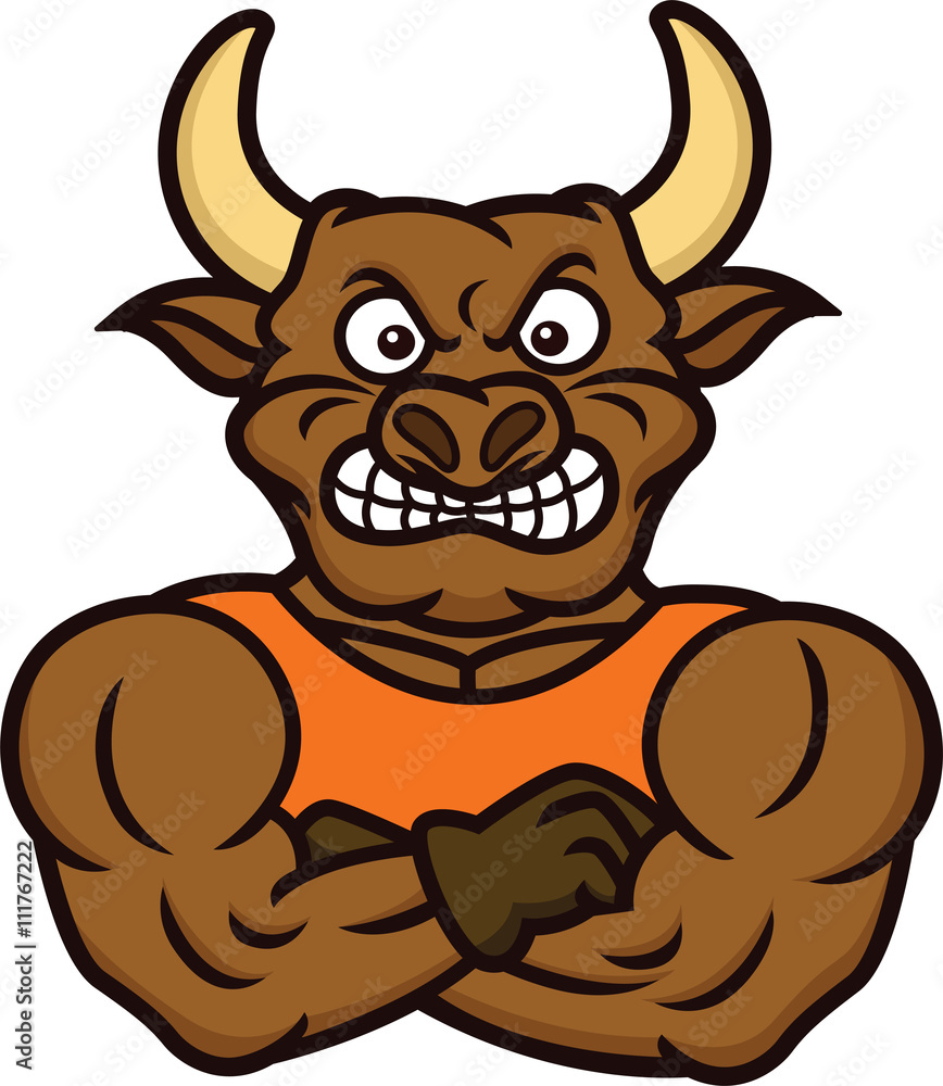 Bull Bodyguard Cartoon Stock Vector | Adobe Stock
