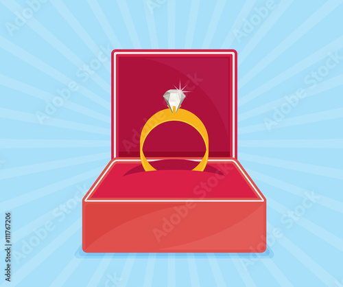 Ring with diamond or jewel in box