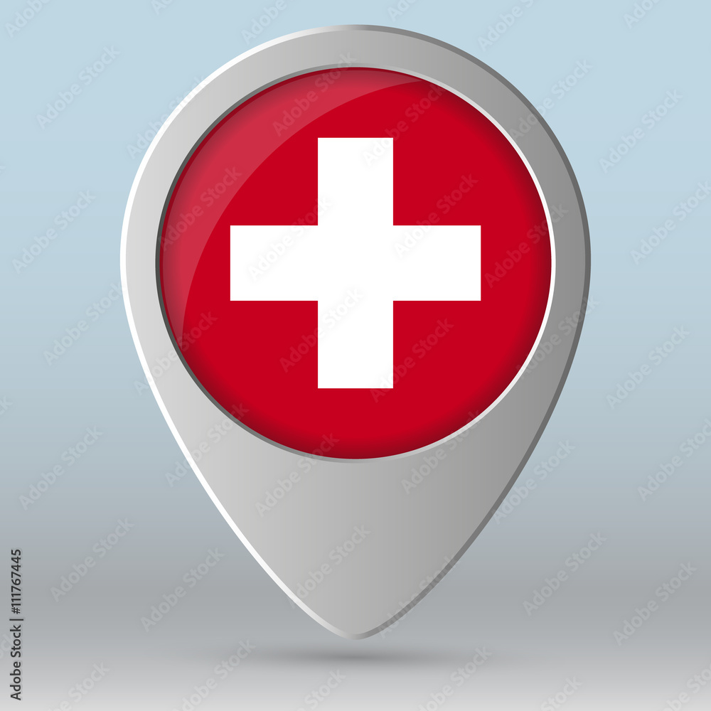 Switzerland flag map pointer. Vector illustration EPS10 Switzerland flag map pointer. Vector illustration EPS10
