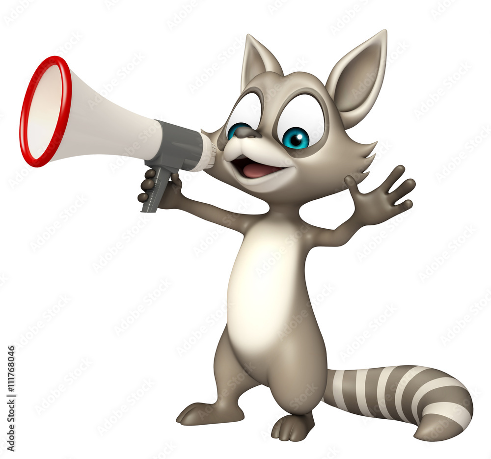 fun Raccoon cartoon character with loud speaker Stock Illustration | Adobe  Stock